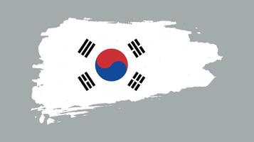 vetor de bandeira grunge da coreia do sul de pintura à mão colorida