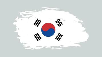 novo pincel grunge textura vetor de bandeira da coreia do sul