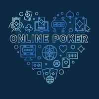 ilustração de linha de conceito de vetor de coração moderno azul de poker online