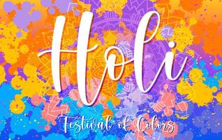 feliz holi festival design de cartaz com fundo colorido vetor