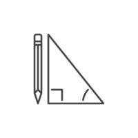 triângulo com ícone de contorno de vetor de lápis ou elemento de design