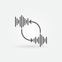 ondas sonoras com ícone de conceito de vetor de contorno de setas