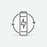 ícone ou sinal do conceito de linha fina do vetor da bateria aaa
