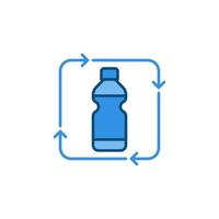 vetor conceito de reciclagem de garrafas de plástico ícone azul