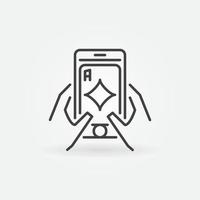telefone com ícone de linha de vetor de conceito de aplicativo de poker online