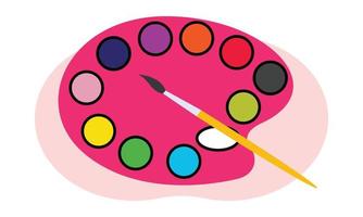 ícone da paleta de cores e ilustrações vetoriais, crianças criativas do ícone da cor da maçã e ilustração vetorial do tema do ícone da paleta de cores. vetor