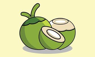 ícone de fruta de coco verde e ilustrações vetoriais, as crianças criativas de ícone de fruta de coco verde e ilustração vetorial de tema de ícone de fruta de coco verde. vetor