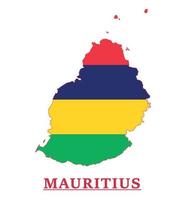 design do mapa da bandeira nacional das Maurícias, ilustração da bandeira do país das Maurícias dentro do mapa vetor
