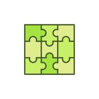 nove peças quebra-cabeça vetor conceito ícone verde