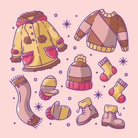 roupas de inverno e essenciais em cores vetor