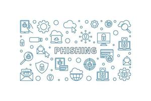 ilustração horizontal de contorno de conceito de vetor de phishing