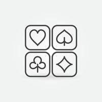 vetor de cartas de baralho esboçar ícone ou logotipo do conceito