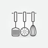 ícone de conceito de vetor de utensílios de cozinha em estilo de linha fina