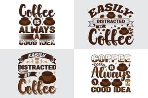 pacote de design de camiseta de café, conjunto de citações de design de camiseta de café, pacote de design de camiseta de grãos de café vetor