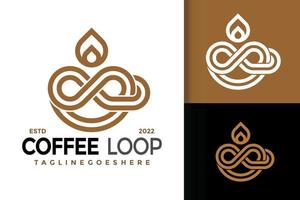 design de logotipo infinito de café, vetor de logotipos de identidade de marca, logotipo moderno, modelo de ilustração vetorial de designs de logotipo