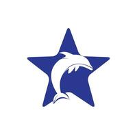 design de logotipo de vetor de golfinho estrela. modelo criativo de design de vetor de ícone de golfinho e estrela.