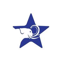 design de logotipo de vetor de elefante estrela. design de logotipo abstrato de elefante criativo.
