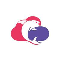 design de logotipo de vetor de nuvem de peixe. sinal simples de ícone de peixe e nuvem.