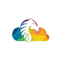 design de logotipo de nuvem e cavalo. cavalo criativo e design de ícone de nuvem. vetor
