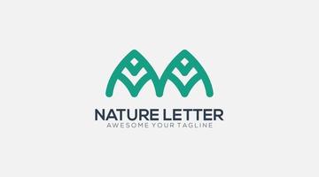 m natureza ilustração em vetor design de logotipo de carta