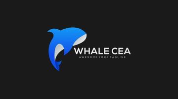 ilustração de design de vetor de logotipo moderno de baleia azul mar