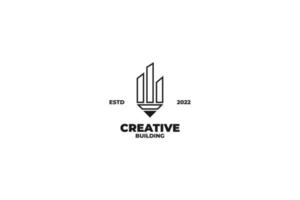 lápis criativo com ilustração vetorial de design de logotipo de construção vetor
