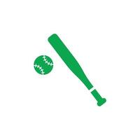 eps10 verde vector taco de beisebol e bola ícone de arte sólida isolado no fundo branco. bastão de madeira ou símbolo esportivo em um estilo moderno simples e moderno para o design do seu site, logotipo e aplicativo móvel