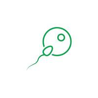 esperma de vetor verde eps10 e ícone de arte de linha de ovo isolado no fundo branco. fertilização ou símbolo de contorno de objetivo em um estilo moderno simples e moderno para o design do seu site, logotipo e aplicativo móvel