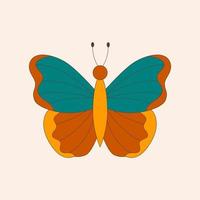 borboleta groovy hippie retro dos anos 60 70 para cartões, adesivos ou design de pôster. ilustração vetorial plana vetor