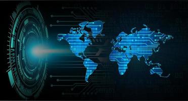 projetor holográfico de mapa do mundo moderno em fundo de tecnologia vetor