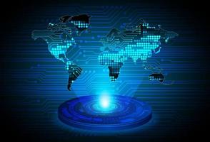 projetor holográfico de mapa do mundo globo moderno em fundo de tecnologia vetor