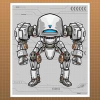 controle de robô mecha construído por cabeça braço corpo perna ilustração de arma vetor