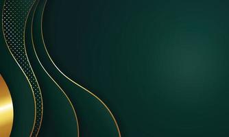 linhas douradas curvas em um fundo de cor verde escuro. conceito realista de luxo. vetor