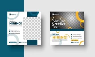 cartaz para estamos contratando. funcionários necessários. design de recrutamento de emprego para empresas ou agências. bom modelo para publicidade nas mídias sociais vetor