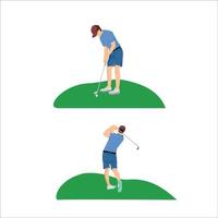 conjunto de design de jogador de golfe plano. ilustração vetorial de jogador de golfe profissional. vetor