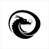 design de modelo de logotipo de cabeça de dragão. silhueta de monstro, sinal e símbolo. vetor