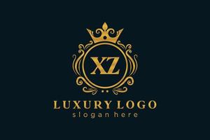 modelo de logotipo de luxo real de letra xz inicial em arte vetorial para restaurante, realeza, boutique, café, hotel, heráldica, joias, moda e outras ilustrações vetoriais. vetor