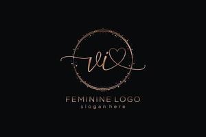 logotipo de caligrafia inicial vi com logotipo de vetor de modelo de círculo de casamento inicial, moda, floral e botânico com modelo criativo.