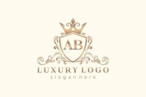 modelo de logotipo de luxo real carta inicial ab em arte vetorial para restaurante, realeza, boutique, café, hotel, heráldica, joias, moda e outras ilustrações vetoriais. vetor