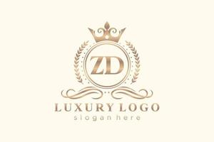 modelo de logotipo de luxo real de letra inicial zd em arte vetorial para restaurante, realeza, boutique, café, hotel, heráldica, joias, moda e outras ilustrações vetoriais. vetor