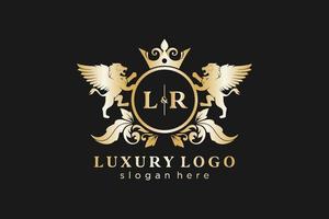 inicial lr carta leão modelo de logotipo de luxo real em arte vetorial para restaurante, realeza, boutique, café, hotel, heráldica, joias, moda e outras ilustrações vetoriais. vetor