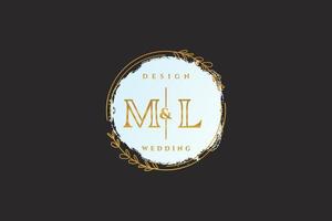 inicial ml beleza monograma e logotipo elegante design de caligrafia logotipo de assinatura inicial, casamento, moda, floral e botânico com modelo criativo. vetor