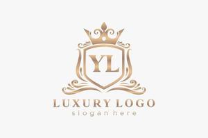 modelo de logotipo de luxo real de letra yl inicial em arte vetorial para restaurante, realeza, boutique, café, hotel, heráldica, joias, moda e outras ilustrações vetoriais. vetor