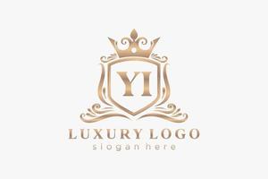 modelo de logotipo de luxo real da letra inicial yi em arte vetorial para restaurante, realeza, boutique, café, hotel, heráldica, joias, moda e outras ilustrações vetoriais. vetor