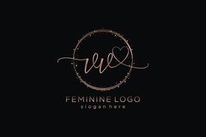 logotipo de caligrafia inicial vv com logotipo de vetor de modelo de círculo de casamento inicial, moda, floral e botânico com modelo criativo.