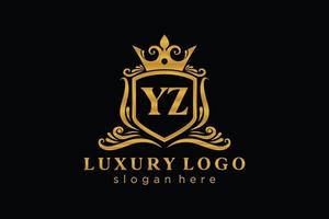 modelo de logotipo de luxo real inicial da carta yz em arte vetorial para restaurante, realeza, boutique, café, hotel, heráldica, joias, moda e outras ilustrações vetoriais. vetor