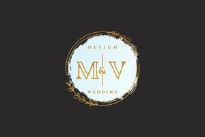 monograma de beleza mv inicial e logotipo de caligrafia de design de logotipo elegante de assinatura inicial, casamento, moda, floral e botânico com modelo criativo. vetor