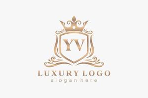 modelo de logotipo de luxo real de carta yv inicial em arte vetorial para restaurante, realeza, boutique, café, hotel, heráldica, joias, moda e outras ilustrações vetoriais. vetor