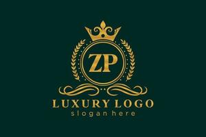 modelo de logotipo de luxo real de letra inicial zp em arte vetorial para restaurante, realeza, boutique, café, hotel, heráldica, joias, moda e outras ilustrações vetoriais. vetor