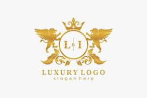 inicial li carta leão modelo de logotipo de luxo real em arte vetorial para restaurante, realeza, boutique, café, hotel, heráldica, joias, moda e outras ilustrações vetoriais. vetor